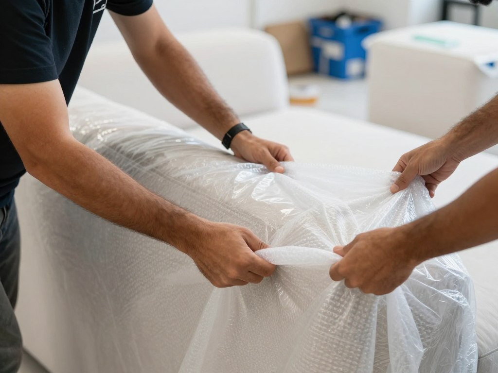 تغليف احترافي للأثاث ضمن خدمات نقل عفش اقتصادي بجدة