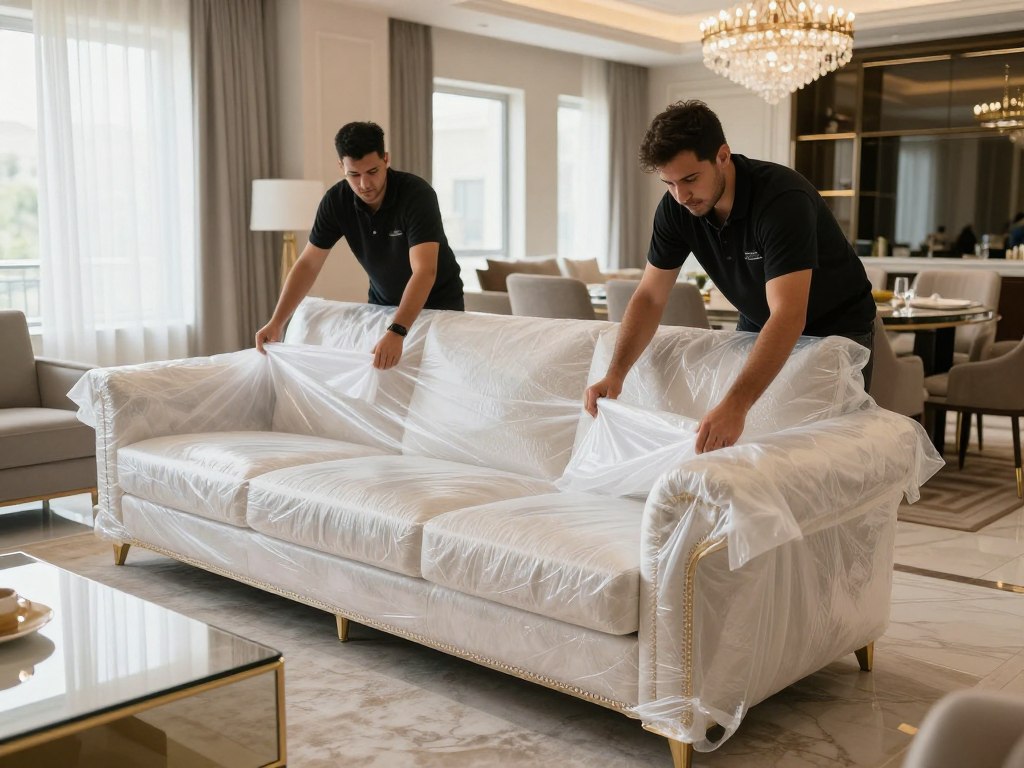 تغليف احترافي للأثاث في خدمة نقل عفش راقي بجدة