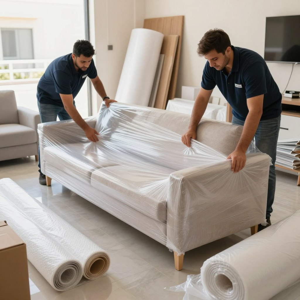 تغليف الأثاث بمواد عالية الجودة لنقل عفش داخل جدة
