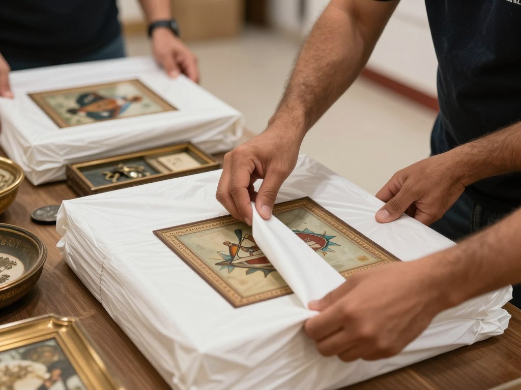 تغليف وحماية القطع الثمينة في خدمة نقل عفش سريع في جدة