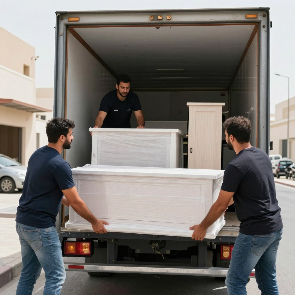 تفريغ العفش في الموقع الجديد من مؤسسة النقل السريع بجدة