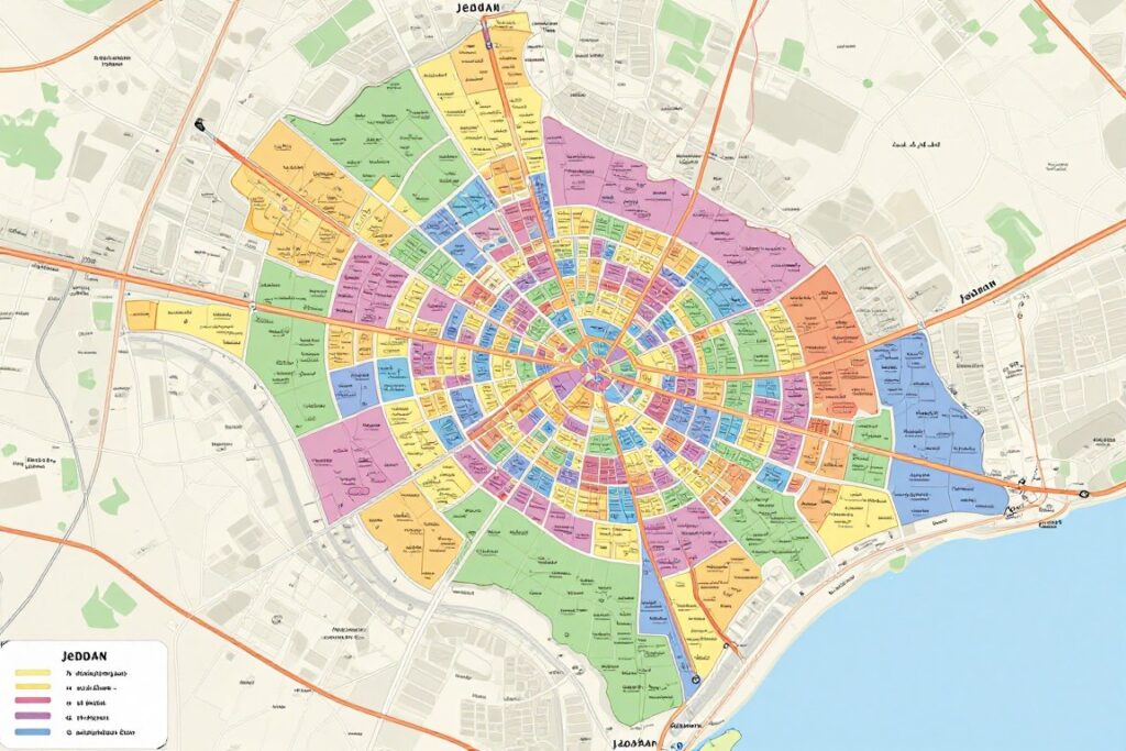 خريطة توضح تغطية خدمة نقل عفش بجميع أحياء جدة