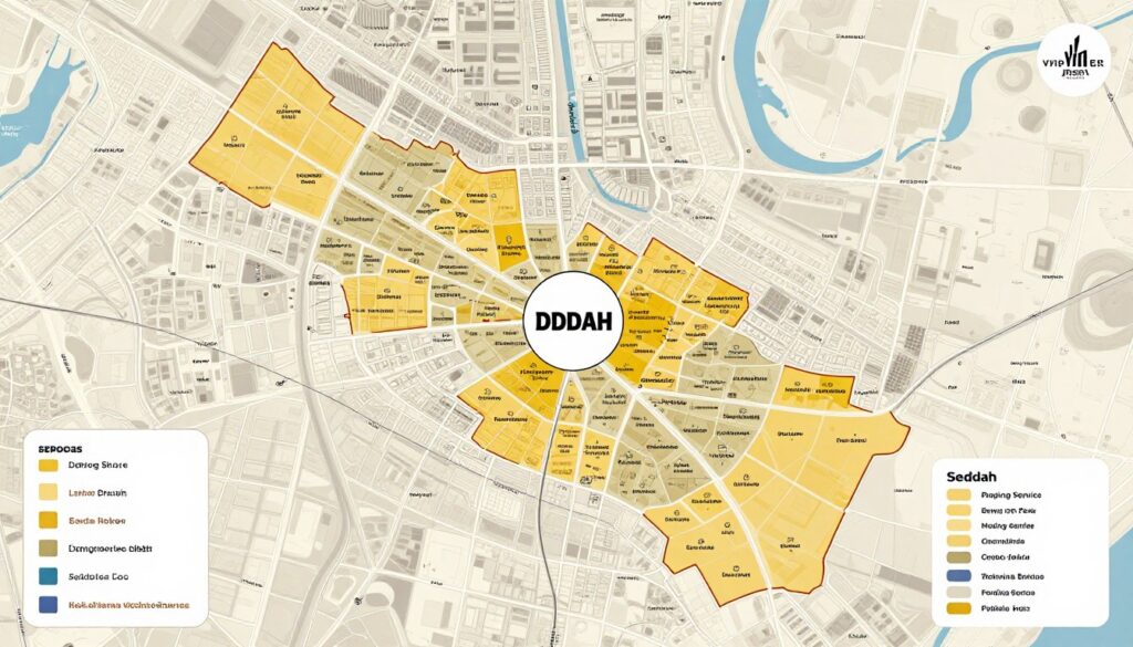 خريطة توضح مناطق تغطية خدمة نقل عفش VIP جدة