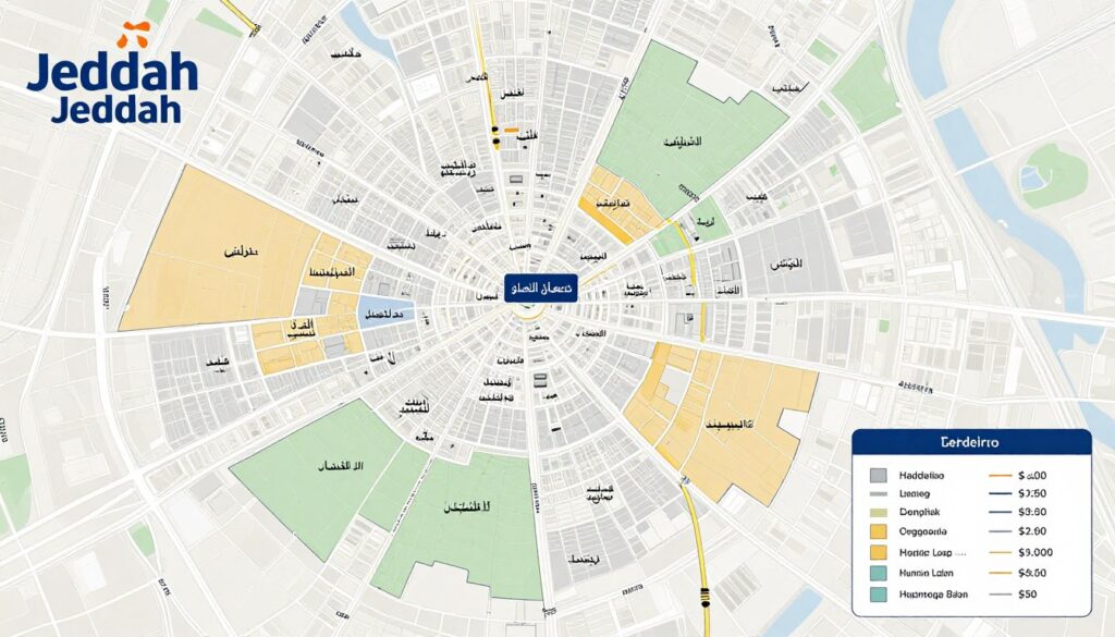 خريطة مناطق تغطية خدمات شركة نقل عفش بجدة في جميع الأحياء