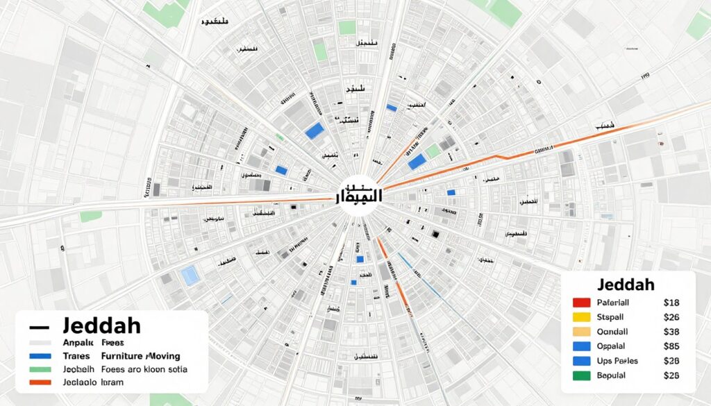 خريطة مناطق خدمة نقل عفش شامل جدة