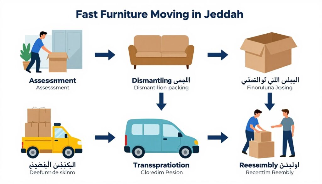 خطوات منظمة لنقل عفش سريع في جدة