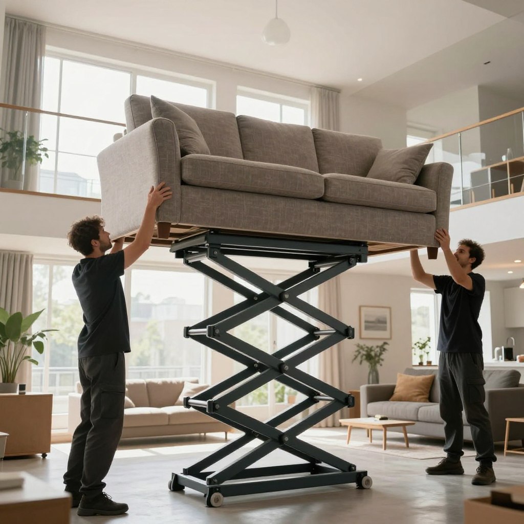 رفع الأثاث الثقيل باستخدام الرافعات الهيدروليكية