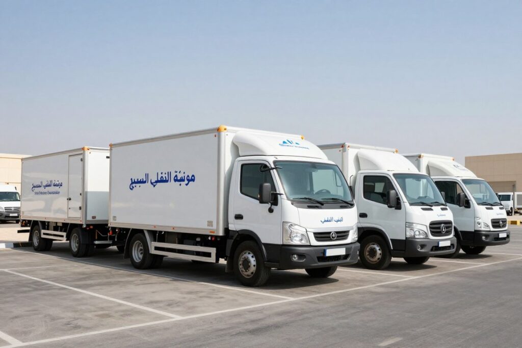 سيارات نقل عفش مجهزة تابعة لمؤسسة النقل السريع في جدة