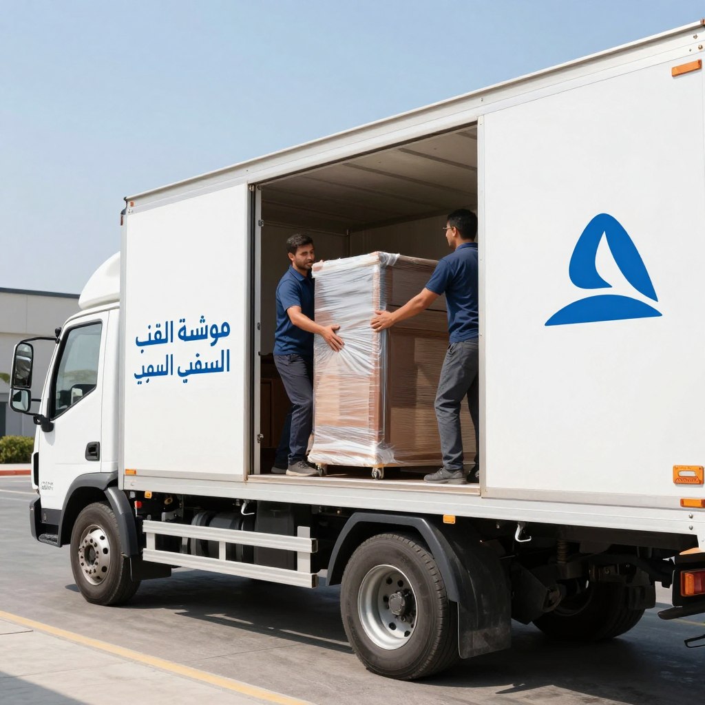 سيارة نقل عفش تابعة لمؤسسة النقل السريع في جدة