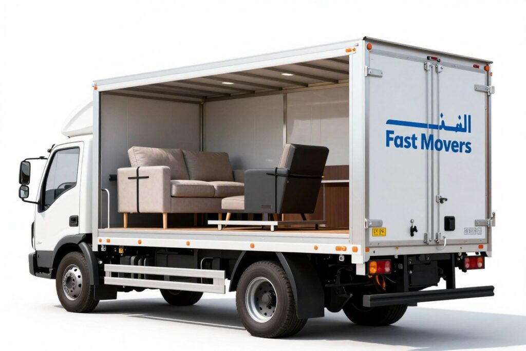 سيارة نقل عفش سريع مجهزة بأحدث المعدات لنقل الأثاث بسرعة وأمان