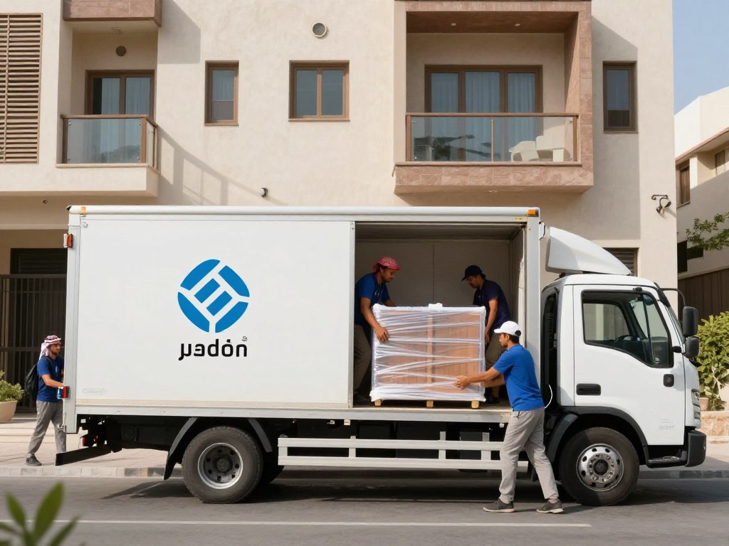 شاحنة نقل عفش حديثة تابعة لشركة فاست موفرز في جدة