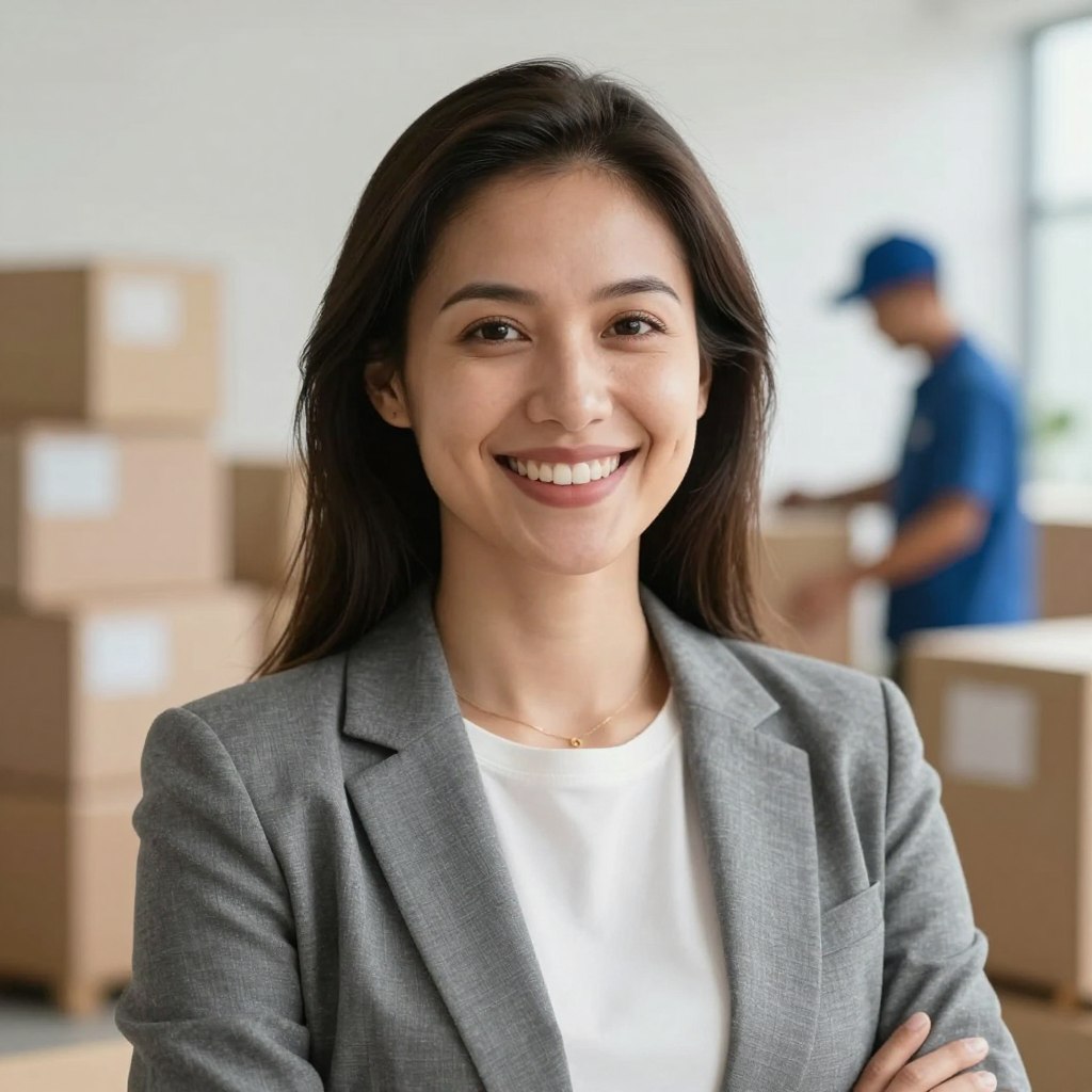 صورة لعميلة راضية عن خدمة نقل عفش سريع