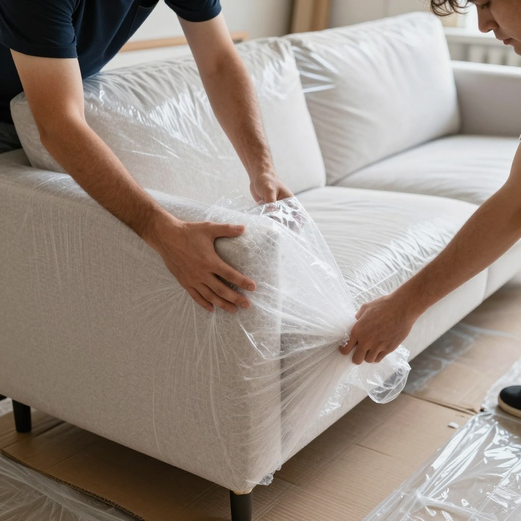 عملية تغليف أثاث منزلي بمواد عالية الجودة