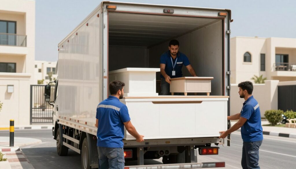 فريق أسرع نقل عفش في جدة يقوم بتحميل الأثاث بطريقة احترافية