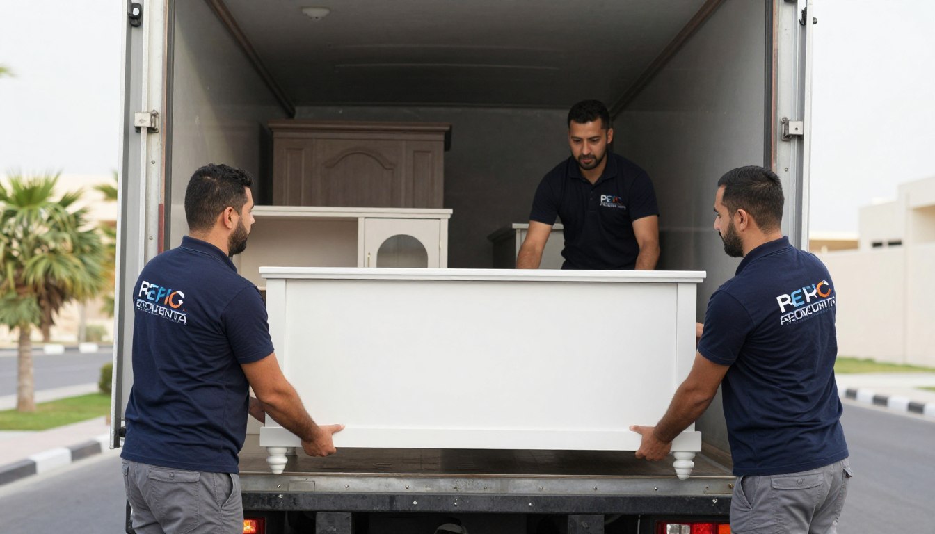 فريق مؤسسة النقل السريع لنقل عفش جدة أثناء عملية نقل احترافية