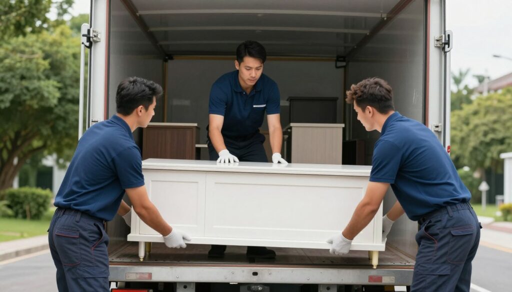 فريق نقل عفش سريع يقوم بتحميل الأثاث بطريقة احترافية