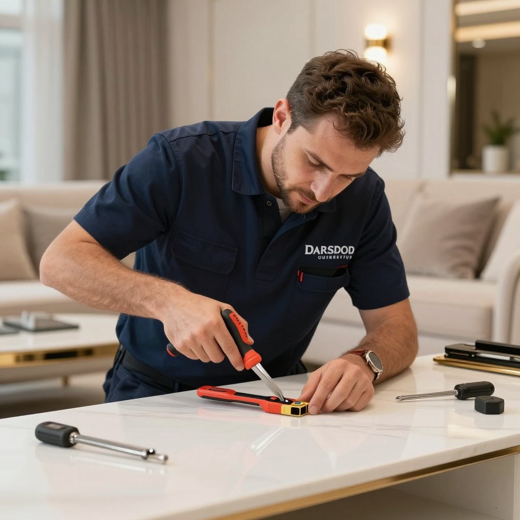 فني متخصص يقوم بفك أثاث بعناية ضمن خدمة نقل عفش VIP جدة