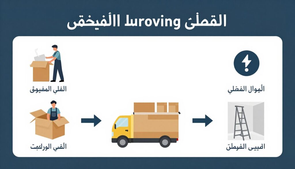 مخطط توضيحي لخطوات نقل العفش السريع مع الدقة