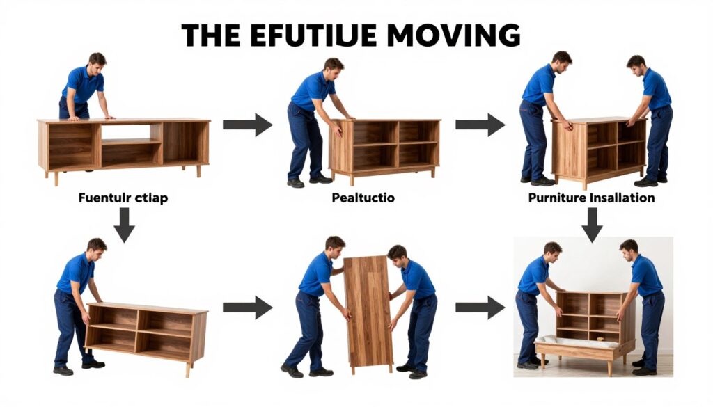 مراحل عملية نقل العفش بدءاً من المعاينة وحتى التركيب النهائي مع ضمان السلامة
