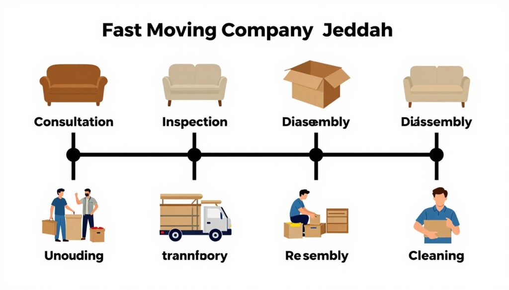 مراحل عملية نقل العفش مع مؤسسة النقل السريع في جدة مراحل عملية نقل العفش مع مؤسسة النقل السريع في جدة