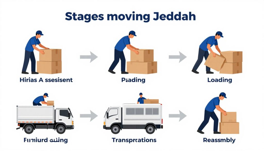 مراحل نقل العفش داخل جدة بطريقة منظمة ومهنية