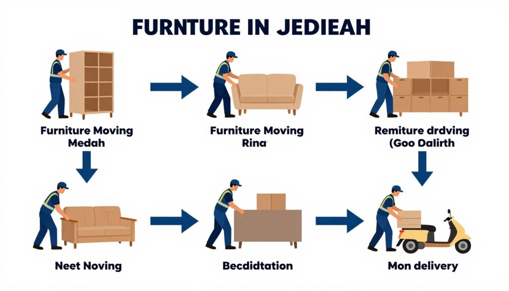 مراحل نقل وتغليف عفش بجدة من المعاينة الأولية حتى التسليم النهائي