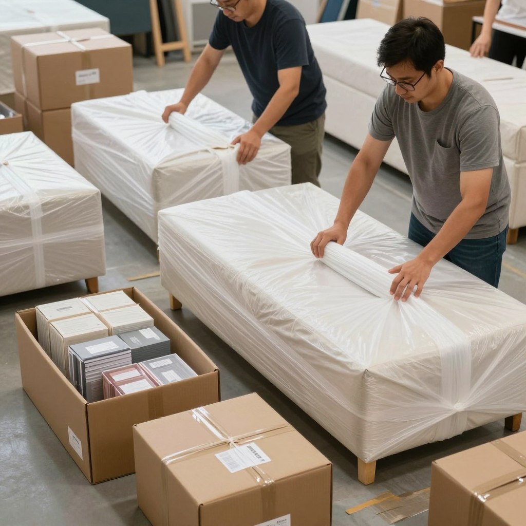 مرحلة التغليف والتعبئة للأثاث