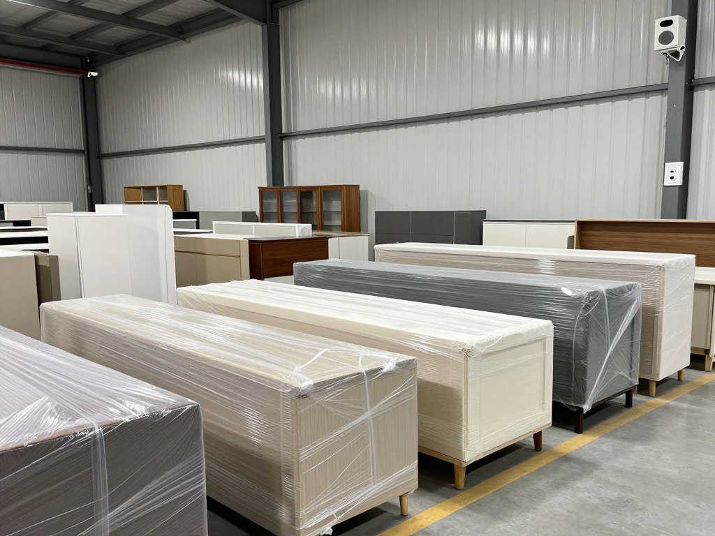 مستودع آمن ومنظم لتخزين الأثاث كجزء من خدمة نقل عفش مع ضمان السلامة