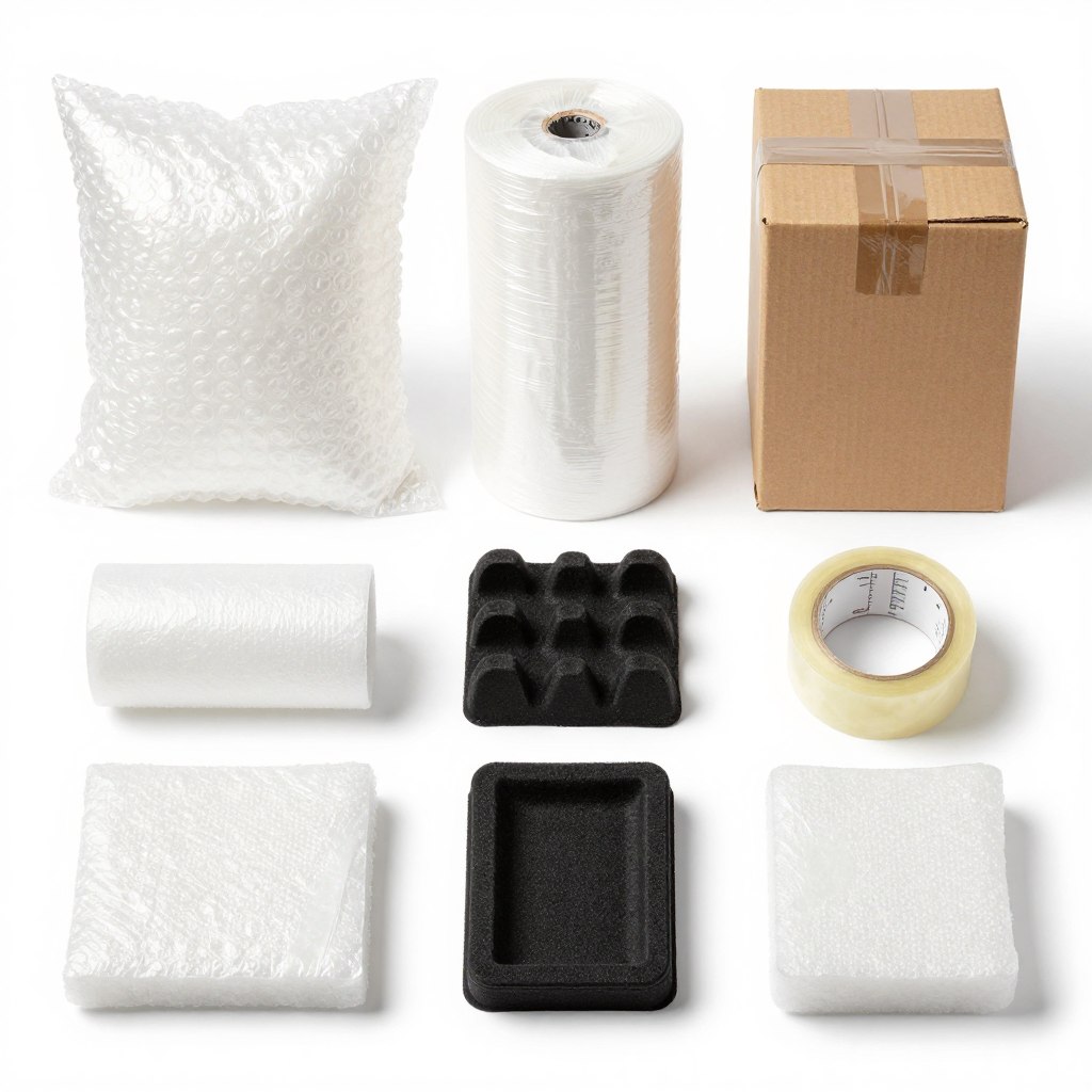 مواد تغليف متنوعة تستخدم في نقل عفش مع تغليف كرتون وبلاستيك لحماية الأثاث