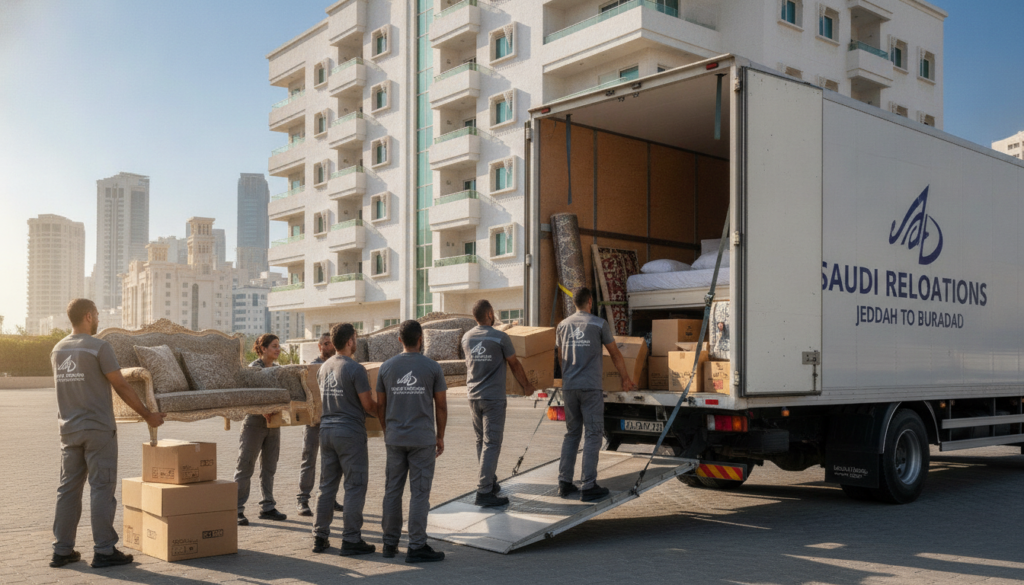نقل عفش جدة إلى بريدة | مؤسسة المتنقل السريع 📞 056138580